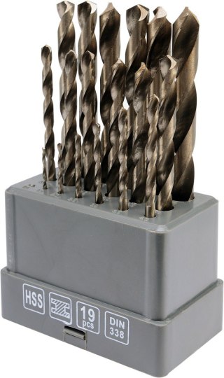 KOMPLET WIERTEŁ DO METALU HSS 1-10MM 19 SZTUK