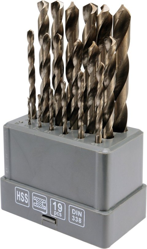 KOMPLET WIERTEŁ DO METALU HSS 1-10MM 19 SZTUK KOMPLET WIERTEŁ DO METALU HSS 1-10MM 19 SZTUK