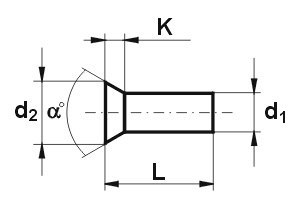 NIT ALUMINIOWY PEŁNY Z ŁBEM STOŻKOWYM PŁASKIM 4.0*8 MM
