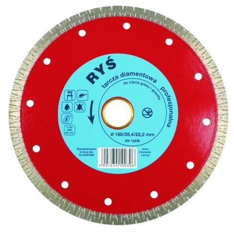 TARCZA DIAMENTOWA TURBO RYŚ 250MM TARCZA DIAMENTOWA TURBO RYŚ 250MM