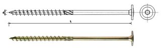 WKRĘT DO DREWNA Z KOŁNIERZEM NA TORX OCYNK ŻÓŁTY 8*380MM T40