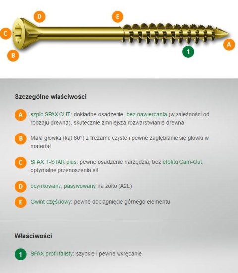 WKRĘT DO PODŁÓG/DESEK OCYNK ŻÓŁTY TX 3.5*45MM SPAX WKRĘT DO PODŁÓG/DESEK OCYNK ŻÓŁTY TX 3.5*45MM SPAX