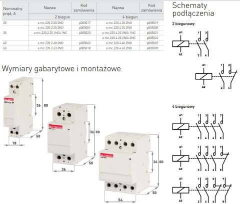 STYCZNIK MODUŁOWY E.MC.220.4.25.4NO 4P 25A 4NO STYCZNIK MODUŁOWY E.MC.220.4.25.4NO 4P 25A 4NO