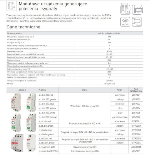 LAMPKA SYGNALIZACYJNA NA SZYNĘ DIN E.I.DIN.220 CZERWONA LAMPKA SYGNALIZACYJNA NA SZYNĘ DIN E.I.DIN.220 CZERWONA