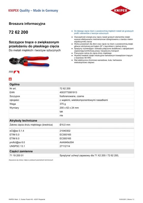 SZCZYPCE O ZWIĘKSZONYM PRZEŁOŻENIU DO CIĘCIA PŁASKIEG 200MM SZCZYPCE O ZWIĘKSZONYM PRZEŁOŻENIU DO CIĘCIA PŁASKIEG 200MM