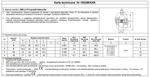 OGNIWO PRZEGUBOWE GM-LL G10 8MM WLL 2.5T OGNIWO PRZEGUBOWE GM-LL G10 8MM WLL 2.5T