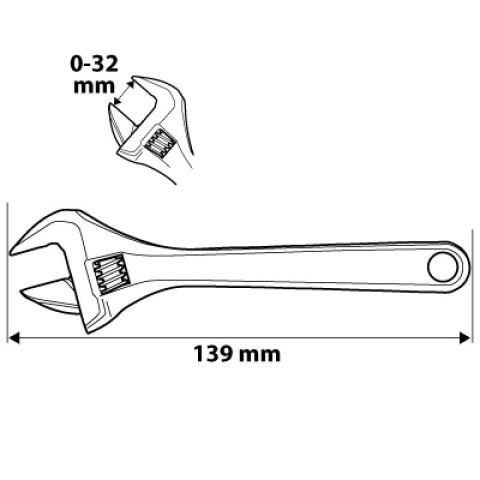KLUCZ NASTAWNY KRÓTKI 139MM 0-32MM KLUCZ NASTAWNY KRÓTKI 139MM 0-32MM