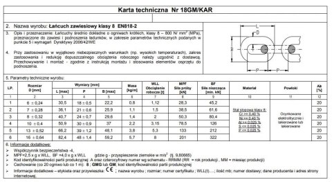 ŁAŃCUCH ZAWIESIOWY CZARNY 8MM G8 WLL 2.0T EN818-2