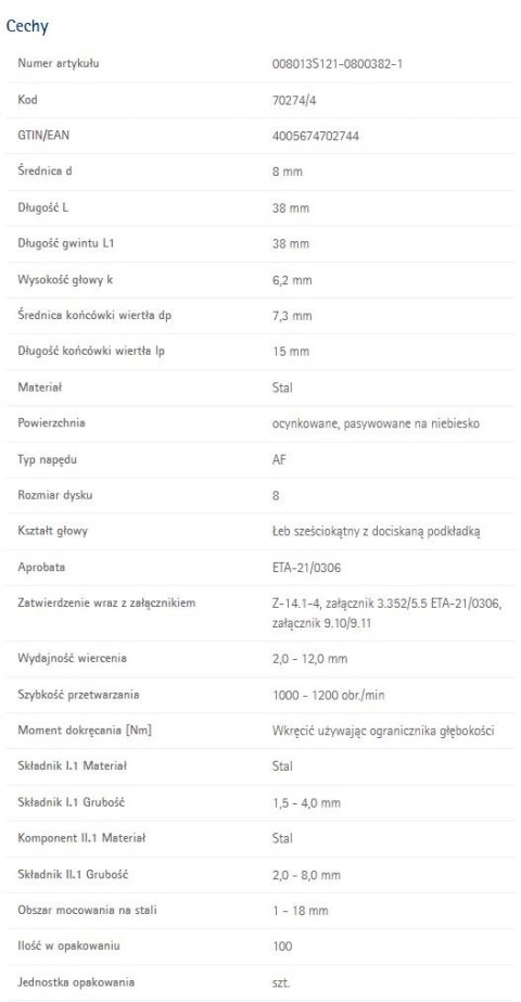 WKRĘT SAMOWIERCĄCY 8*38MM RS-K12 RYGLOWY WKRĘT SAMOWIERCĄCY 8*38MM RS-K12 RYGLOWY