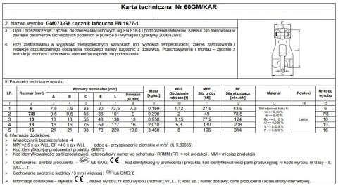 ŁĄCZNIK ŁAŃCUCHA GM073-G8 10 ŁĄCZNIK ŁAŃCUCHA GM073-G8 10