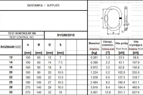 OGNIWO POJEDYNCZE GM93 G4 20 WLL5.2T OGNIWO POJEDYNCZE GM93 G4 20 WLL5.2T