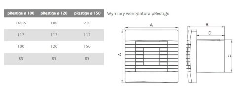 WENTYLATOR ŁAZIENKOWY PRESTIGE 100 ZG S,ŻALUZJA,STANDARDOWY. WENTYLATOR ŁAZIENKOWY PRESTIGE 100 ZG S,ŻALUZJA,STANDARDOWY.