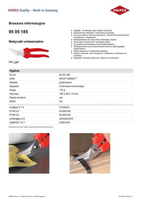 NOŻYCZKI UNIWERSALNE 185MM NOŻYCZKI UNIWERSALNE 185MM