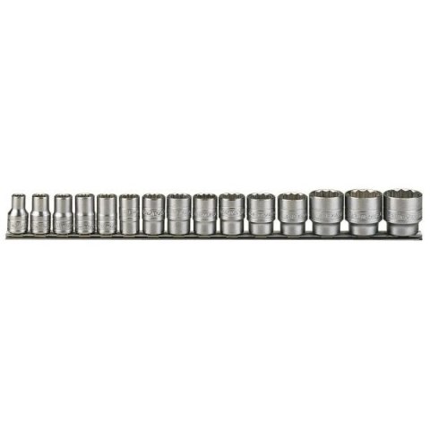 ZESTAW NASADEK 12-KĄTNYCH 1/2'' M1215AF, 15EL.+LISTWA ZESTAW NASADEK 12-KĄTNYCH 1/2'' M1215AF, 15EL.+LISTWA