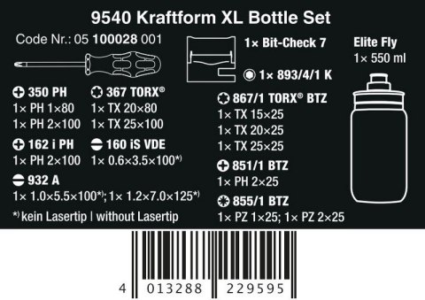 ZESTAW NARZĘDZI WKRĘTAK. 9540 KRAFTFORM XL BOTTLE SET,17CZ. ZESTAW NARZĘDZI WKRĘTAK. 9540 KRAFTFORM XL BOTTLE SET,17CZ.