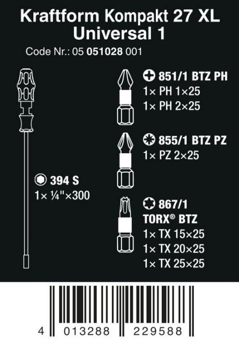ZESTAW KRAFTFORM KOMPAKT 27 XL UNIVERSAL 1, 7 CZ. ZESTAW KRAFTFORM KOMPAKT 27 XL UNIVERSAL 1, 7 CZ.