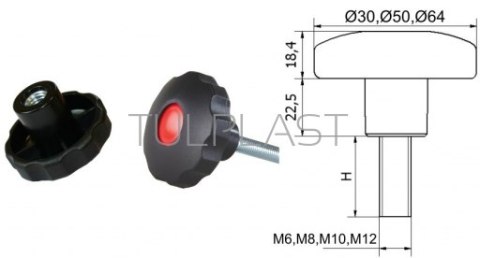 POKRĘTŁO GWIAZDKOWE POK 03 FI 30 M8*23 PP 820 POKRĘTŁO GWIAZDKOWE POK 03 FI 30 M8*23 PP 820