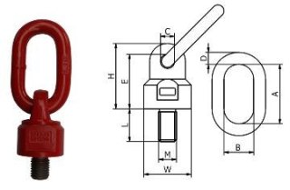 ŚRUBA Z UCHEM OBROTOWO UCHYLNYM WSI XL M20*120MM 2T