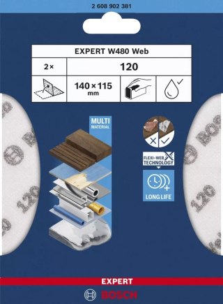 ARKUSZ ŚCIERNY PIANKA EXPERT 115*140MM W480 G120 2PC