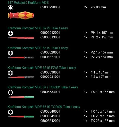 ZESTAW KRAFTFORM KOMPAKT VDE 17 EXTRA SLIM 1,17CZ. ZESTAW KRAFTFORM KOMPAKT VDE 17 EXTRA SLIM 1,17CZ.