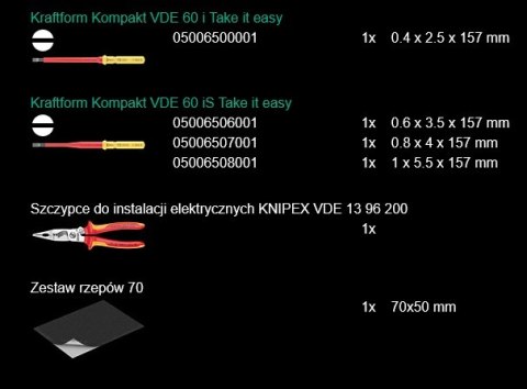 ZESTAW KRAFTFORM KOMPAKT VDE 17 EXTRA SLIM 1,17CZ. ZESTAW KRAFTFORM KOMPAKT VDE 17 EXTRA SLIM 1,17CZ.